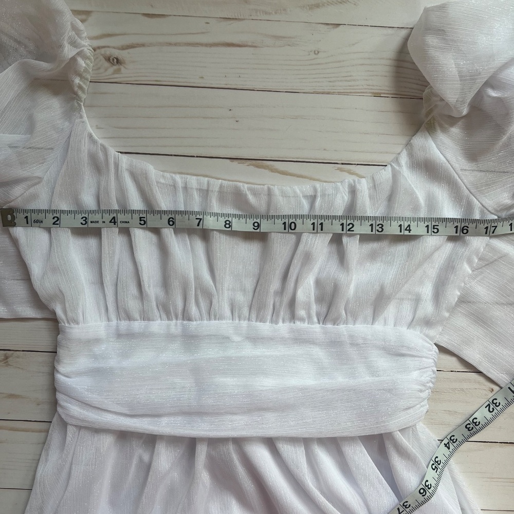 Lucy in the Sky White Women's NEIA Ruffle Chiffon White Dress Size M - Picture 9 of 13